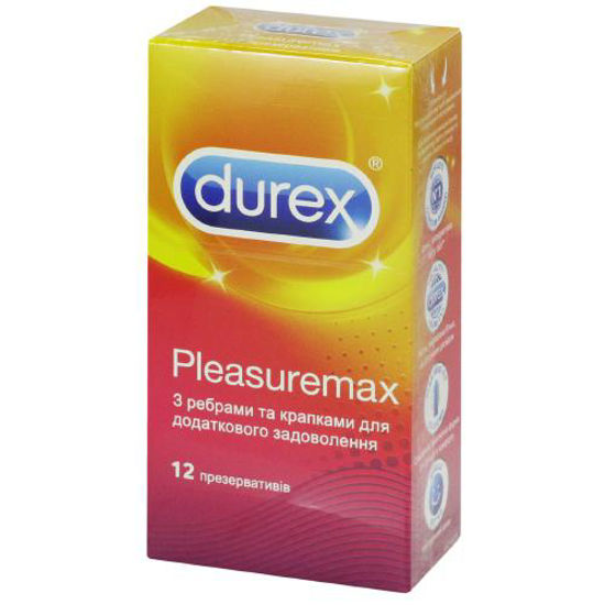 Презервативи латексні з силіконовою змазкою Дюрекс (Durex Рleasuremax) №12